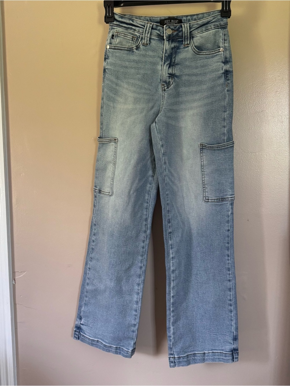 Judy Blue Light Wash Wide-Leg Cargo Jeans